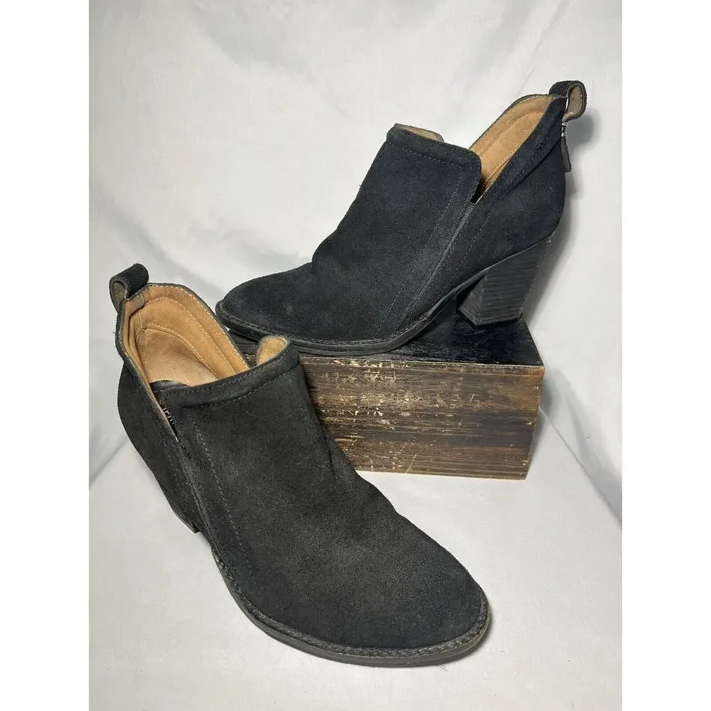 Jeffrey Campbell Boots 8.5 Ankle Burman Split Shaft Black Suede Block Heel‎